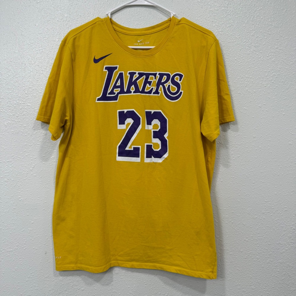 Nike Los Angeles Lakers LeBron James 23 Dri-FIT T-Shirt Gold Mens XL B925